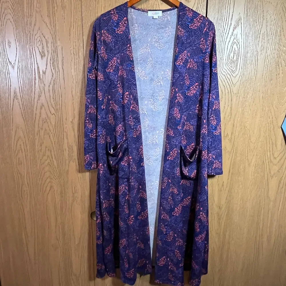 LuLaRoe Sarah Duster Cardigan Coverup Stretch Colorful Women Sz S USA Casual‎